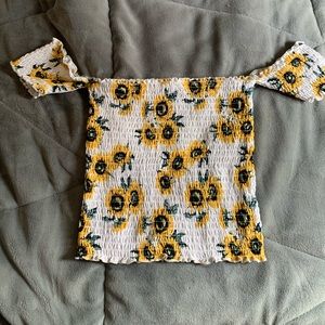 off shoulder smocked top